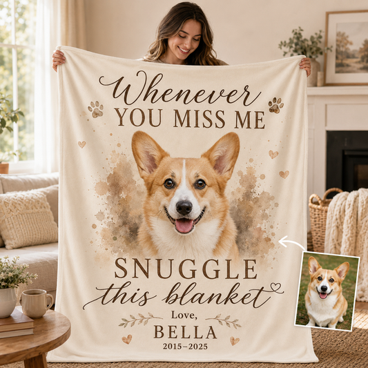 Custom Photo You Miss Me Dog Memorial Blanket | Personalized Dog Lovers Gifts | Gift For Dog Lovers TOM99