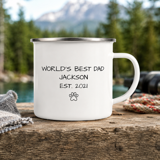 Personalized Best Dad Camp Mug 12oz, Custom Dad Enamel Cup, Gift For Dad TOM99