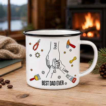 Personalized Best Dad Camp Mug 12oz, Custom Dad Enamel Cup, Gift For Dad TOM99