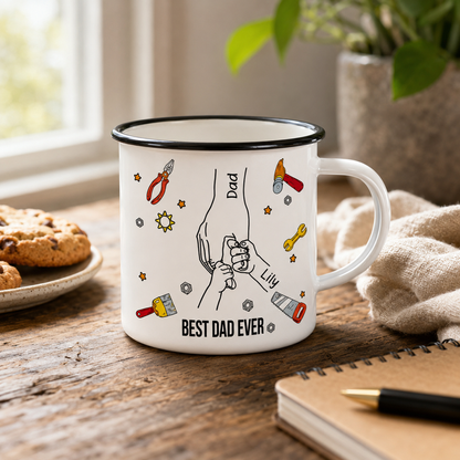 Personalized Best Dad Camp Mug 12oz, Custom Dad Enamel Cup, Gift For Dad TOM99