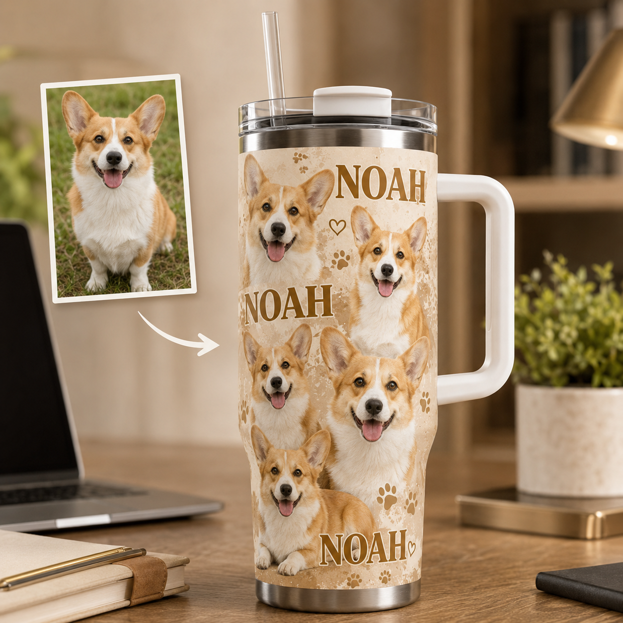 Custom Photo Dog 40oz Tumbler | Gift For Dog Lovers | Pet Lover Gifts