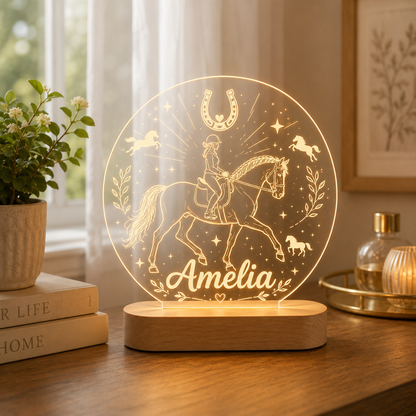 Custom Photo Horse Wooden Led Light | Personalized Horse Photo Wooden Led Light | Gift For Horse Lovers TOM99