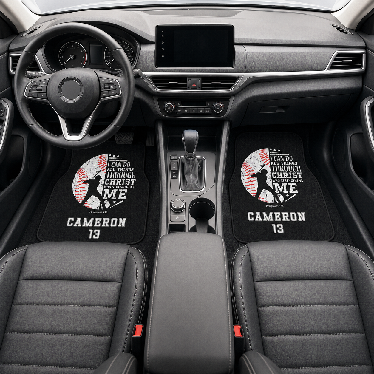 Personalized Dad Baseball Flannel Car Floor Mats, Custom Dad Floor Mats, Gift For Dad TOM99