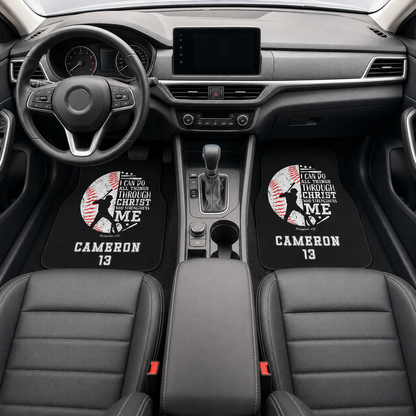 Personalized Dad Baseball Flannel Car Floor Mats, Custom Dad Floor Mats, Gift For Dad TOM99