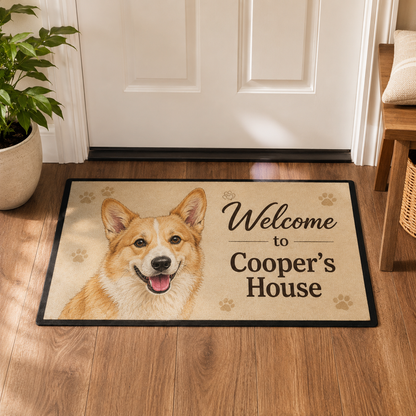 Custom Photo Welcome To Our House Dog Doormat | Photo Pet Doormat | Gift For Dog Lovers