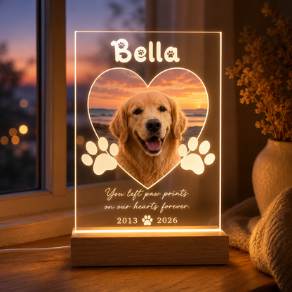 Custom Photo Dog Forever In My Heart Wooden LED Light | Personalized Dog Photo LED Night Light | Pet Loss Sympathy Gift TOM99