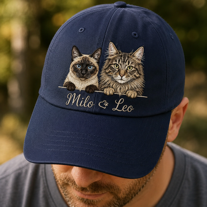 Custom Photo Cat Embroidered Hat | Gift For Cat Lovers Pa99 | Pet Lover Gifts