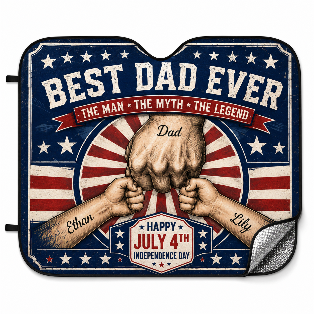 Personalized Punch Dad Car Windshield Sun Shade, Custom Car Sun Shade for Dad, Gift For Dad TOM99