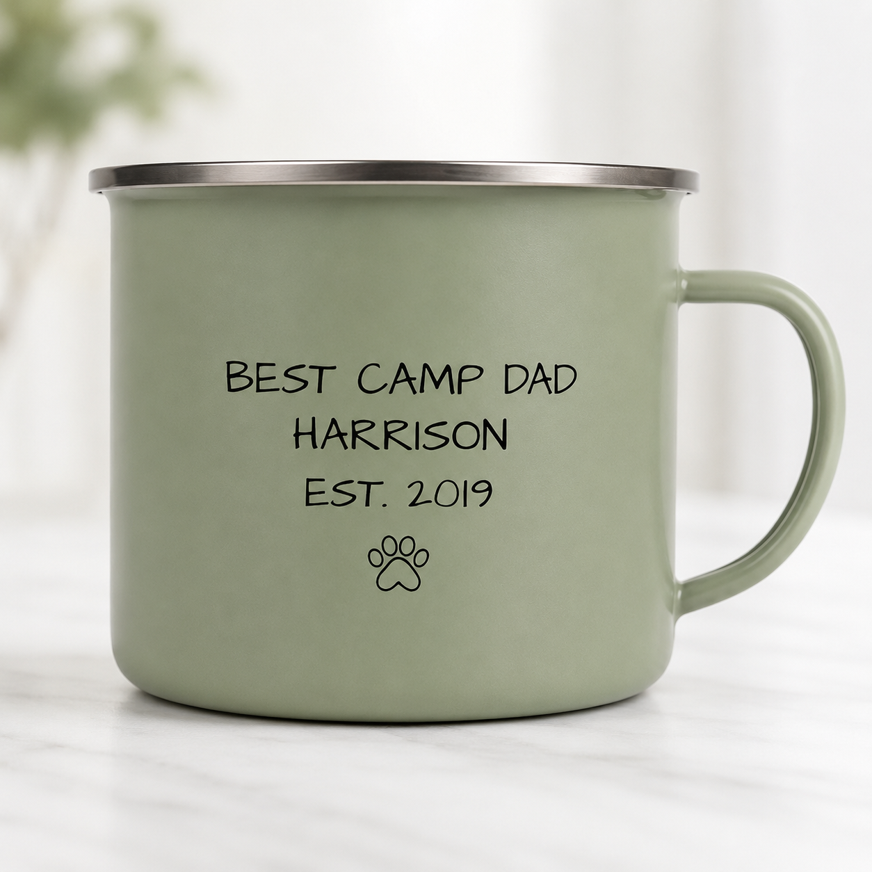 Personalized Best Dad Camp Mug 12oz, Custom Dad Enamel Cup, Gift For Dad TOM99