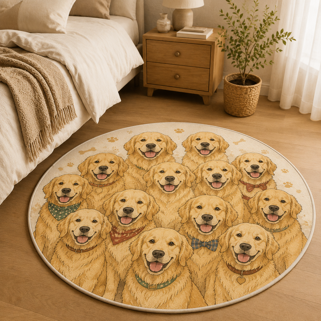Custom Photo Cute Dog Round Carpet | Photo Pet Round Rug | Gift For Dog Lovers