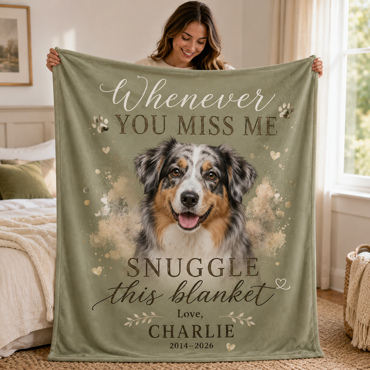 Custom Photo You Miss Me Dog Memorial Blanket | Personalized Dog Lovers Gifts | Gift For Dog Lovers TOM99