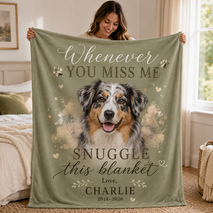 Custom Photo You Miss Me Dog Memorial Blanket | Personalized Dog Lovers Gifts | Gift For Dog Lovers TOM99