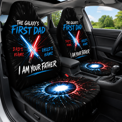 Personalized First Dad Portrait Car Seat Cover, Custom Dad Seat Protector, Gift For Dad TOM99