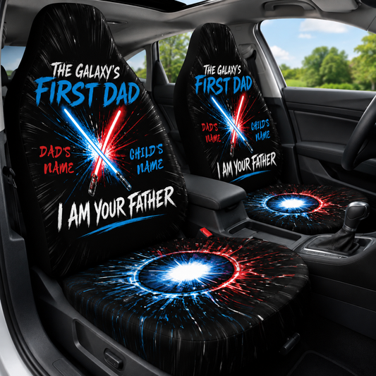 Personalized First Dad Portrait Car Seat Cover, Custom Dad Seat Protector, Gift For Dad TOM99