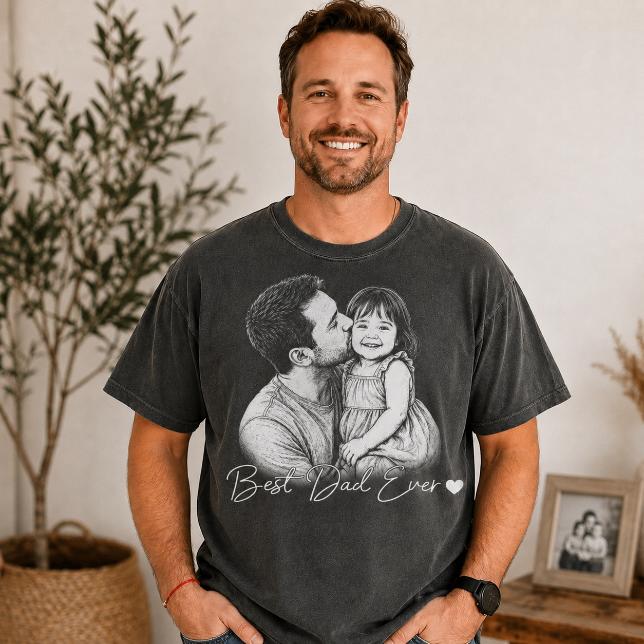 Custom Photo Dad And Daughter Wash T-Shirt, Personalized Dad Gifts | Gift For Dad TOM99