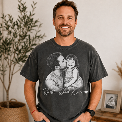 Custom Photo Dad And Daughter Wash T-Shirt, Personalized Dad Gifts | Gift For Dad TOM99