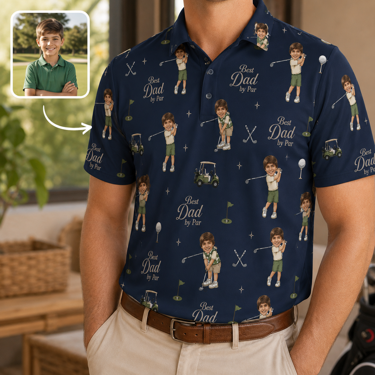 Custom Photo Best Dad Polo Shirt, Personalized Polo Shirt For Husband Dad Grandfather TOM99