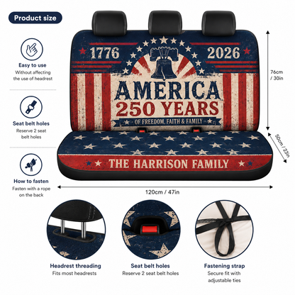 Personalized America Dad Car Rear Seat Cover, Custom Back Seat Protector For Dad, Gift For Dad TOM99