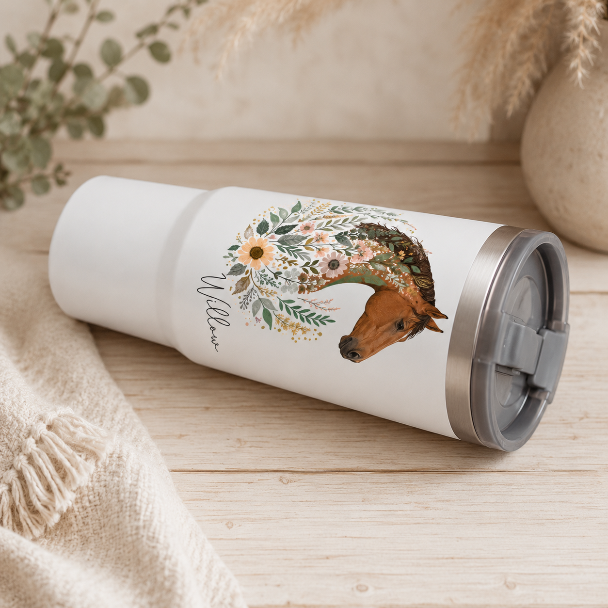 Custom Photo Flower Horse 30oz Tumbler | Gift For Horse Lovers | Pet Lover Gifts TOM99