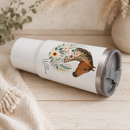 Custom Photo Flower Horse 30oz Tumbler | Gift For Horse Lovers | Pet Lover Gifts TOM99