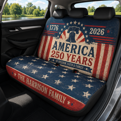 Personalized America Dad Car Rear Seat Cover, Custom Back Seat Protector For Dad, Gift For Dad TOM99
