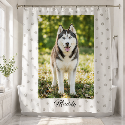 Custom Photo Dog Shower Curtain | Gift For Dog Lovers