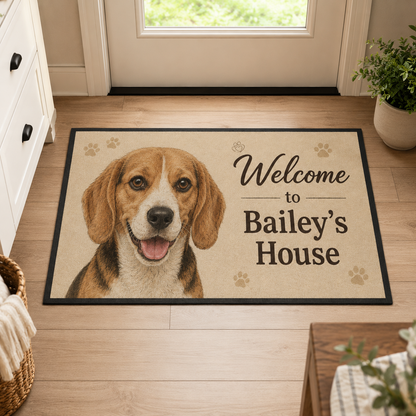 Custom Photo Welcome To Our House Dog Doormat | Photo Pet Doormat | Gift For Dog Lovers