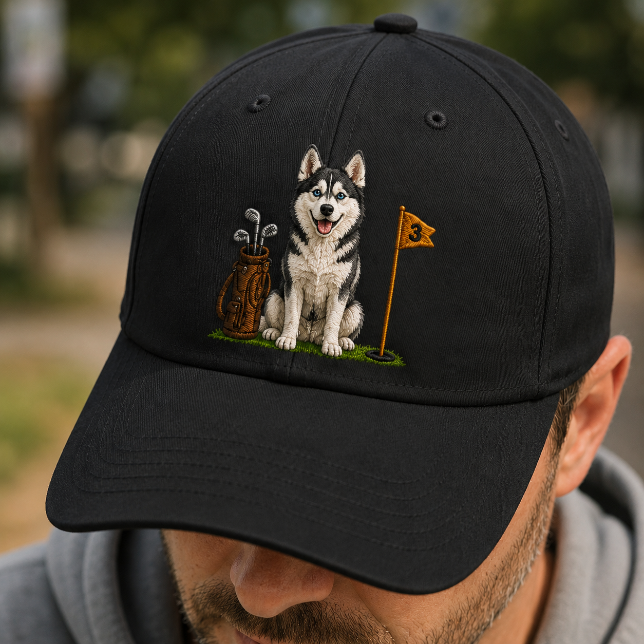 Custom Photo Dog Golf Trucker Hat, Personalized Embroidered Pet Cap, Dog Lover Gift THUC99