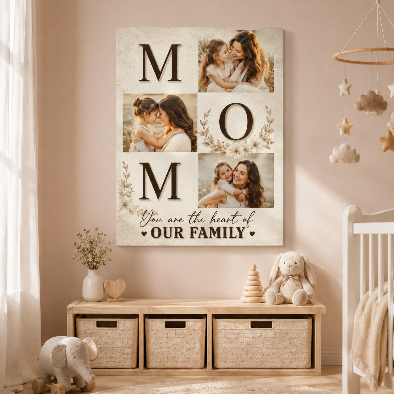Custom Photo Mom's Family Canvas Wall Art - Custom Gift For Mom TOM99