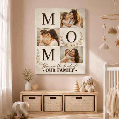 Custom Photo Mom's Family Canvas Wall Art - Custom Gift For Mom TOM99