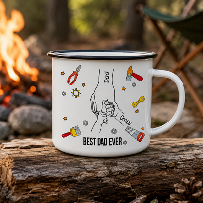 Personalized Best Dad Camp Mug 12oz, Custom Dad Enamel Cup, Gift For Dad TOM99