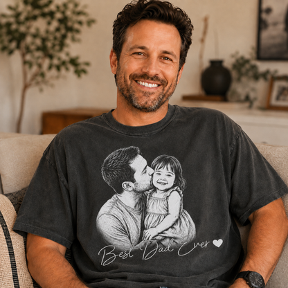Custom Photo Dad And Daughter Wash T-Shirt, Personalized Dad Gifts | Gift For Dad TOM99