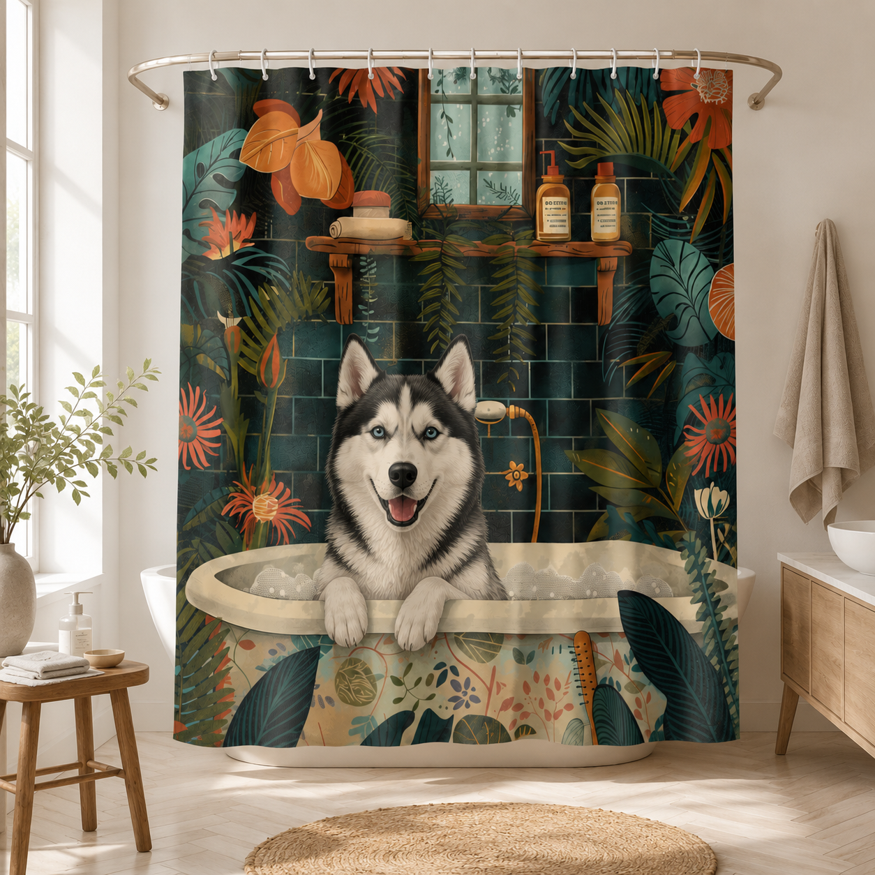 Custom Photo Dog Cowboy Shower Curtain | Gift For Dog Lovers