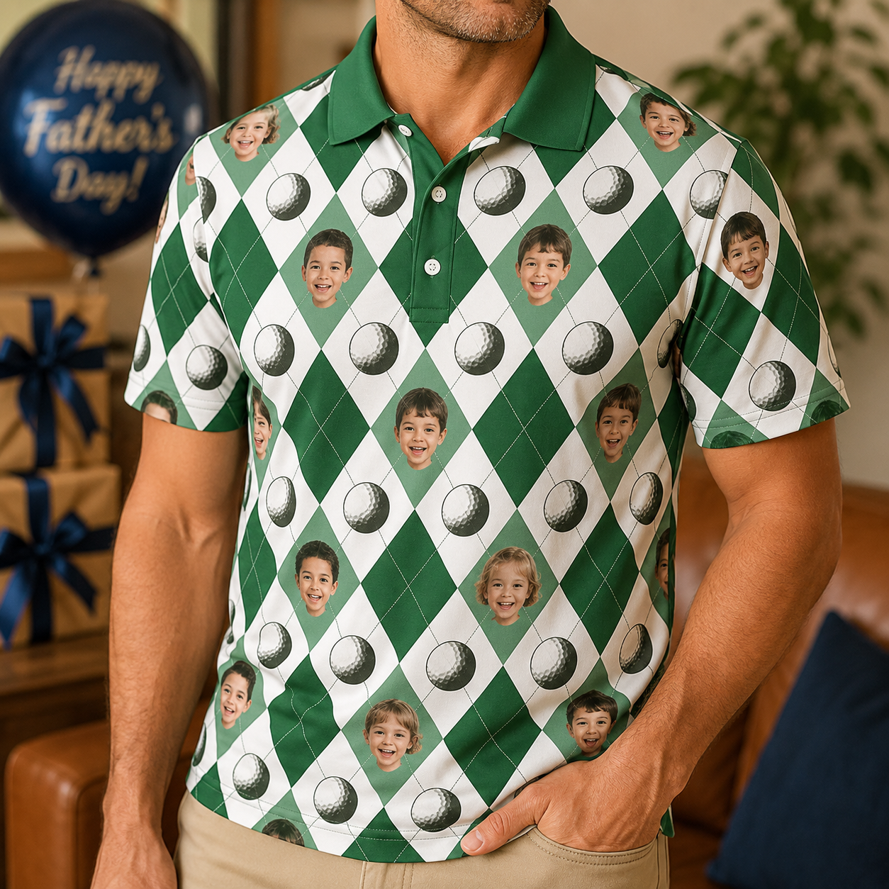 Custom Photo Dad Polo Shirt, Personalized Polo Shirt For Husband Dad Grandfather