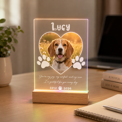 Custom Photo Dog Forever In My Heart Wooden LED Light | Personalized Dog Photo LED Night Light | Pet Loss Sympathy Gift TOM99