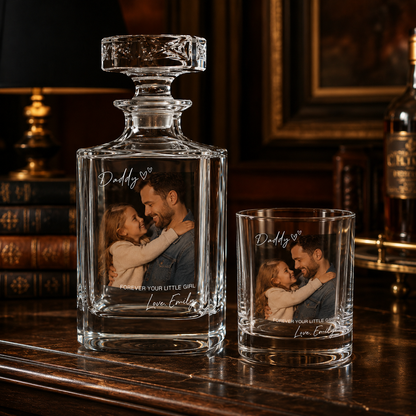 Custom Photo Best Dad Ever Whiskey Decanter Set | Personalized Gift For Dad | Father's Day Gifts
