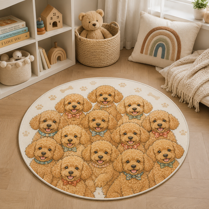 Custom Photo Cute Dog Round Carpet | Photo Pet Round Rug | Gift For Dog Lovers