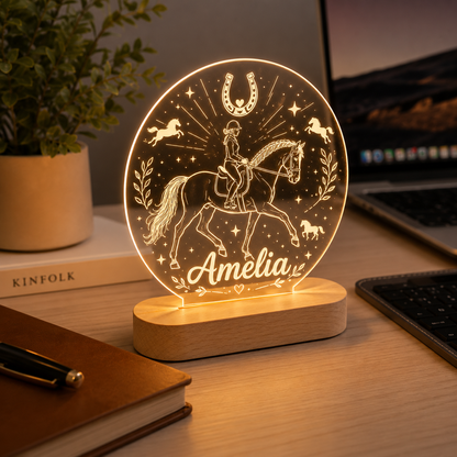 Custom Photo Horse Wooden Led Light | Personalized Horse Photo Wooden Led Light | Gift For Horse Lovers TOM99
