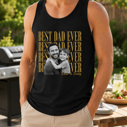 Custom Photo Best Dad Ever Tank Top, Personalized Dad Gifts | Gift For Dad, Grandpa TOM99