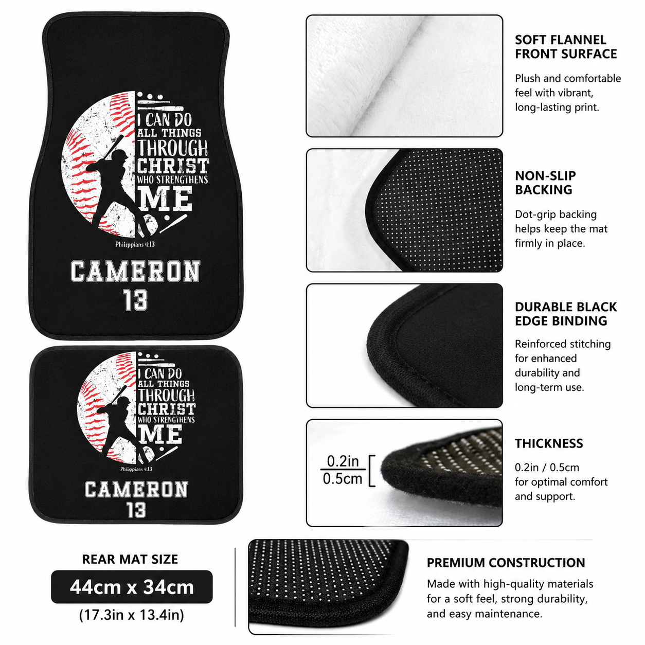 Personalized Dad Baseball Flannel Car Floor Mats, Custom Dad Floor Mats, Gift For Dad TOM99