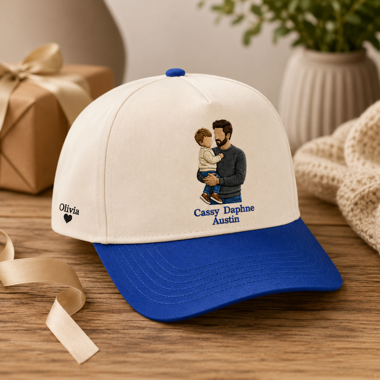 Custom Photo Dad I Love You Embroidered Hat, Personalized Cap, Custom Portrait Dad Hat, Father’s Day Gift TOM99