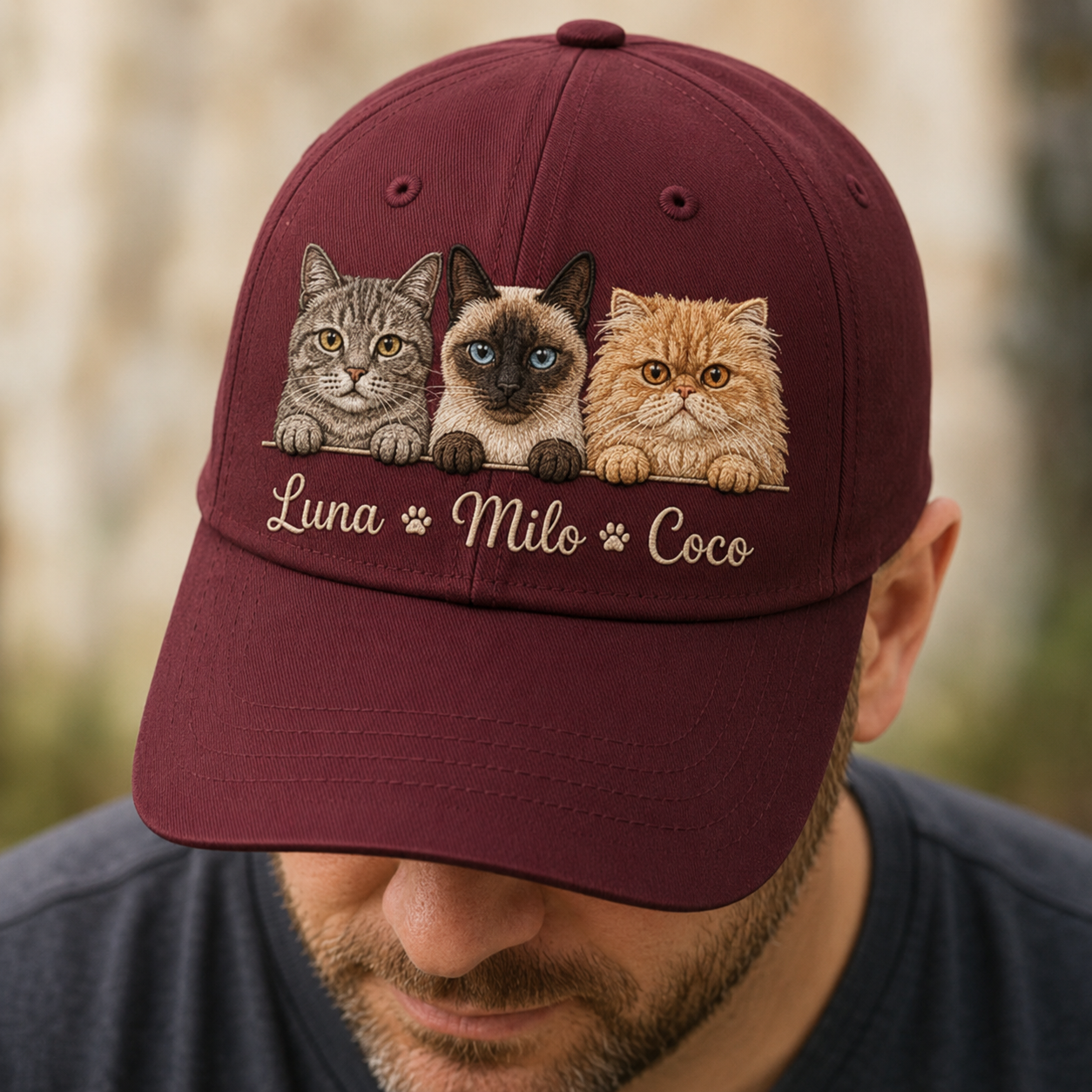 Custom Photo Cat Embroidered Hat | Gift For Cat Lovers Pa99 | Pet Lover Gifts