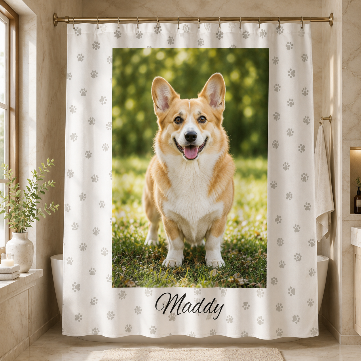 Custom Photo Dog Shower Curtain | Gift For Dog Lovers
