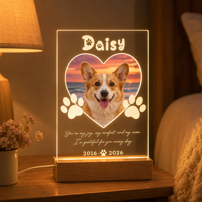 Custom Photo Dog Forever In My Heart Wooden LED Light | Personalized Dog Photo LED Night Light | Pet Loss Sympathy Gift TOM99