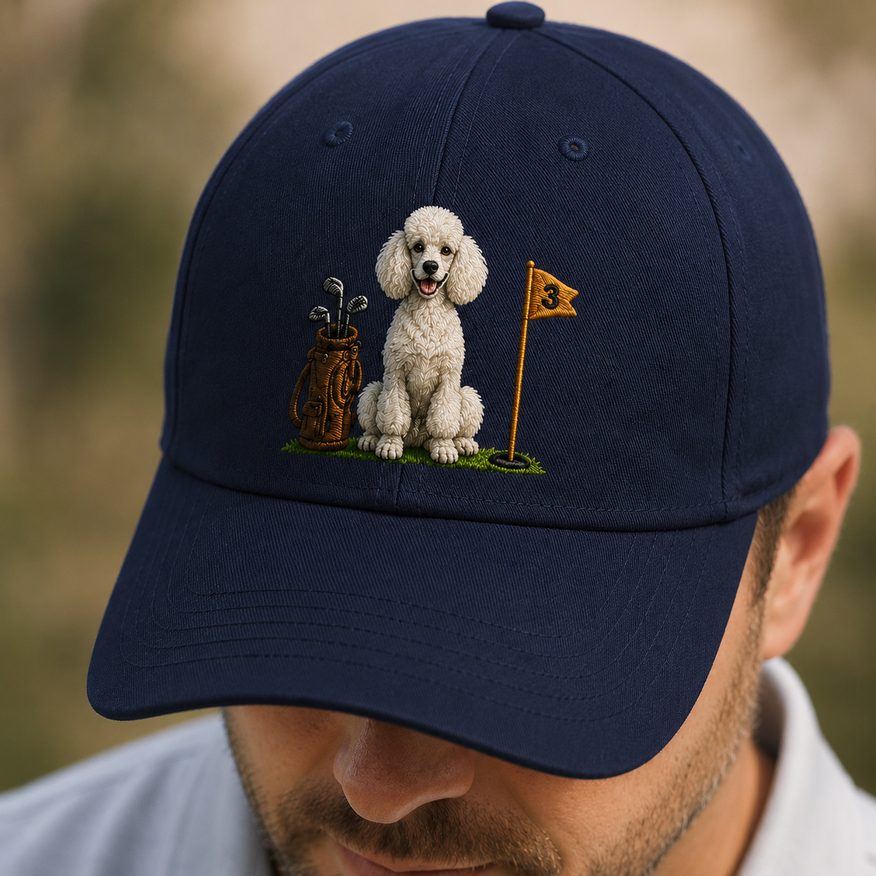 Custom Photo Dog Golf Trucker Hat, Personalized Embroidered Pet Cap, Dog Lover Gift THUC99