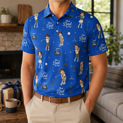 Custom Photo Best Dad Polo Shirt, Personalized Polo Shirt For Husband Dad Grandfather TOM99