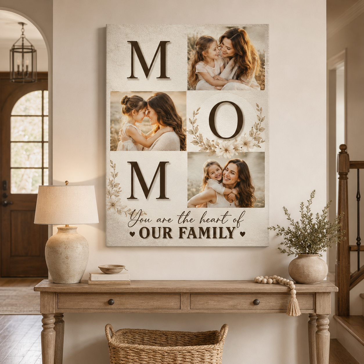 Custom Photo Mom's Family Canvas Wall Art - Custom Gift For Mom TOM99