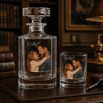Custom Photo Best Dad Ever Whiskey Decanter Set | Personalized Gift For Dad | Father's Day Gifts