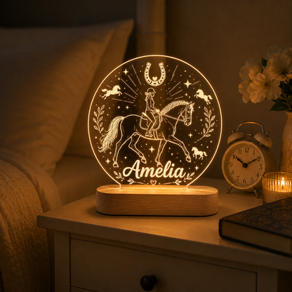 Custom Photo Horse Wooden Led Light | Personalized Horse Photo Wooden Led Light | Gift For Horse Lovers TOM99