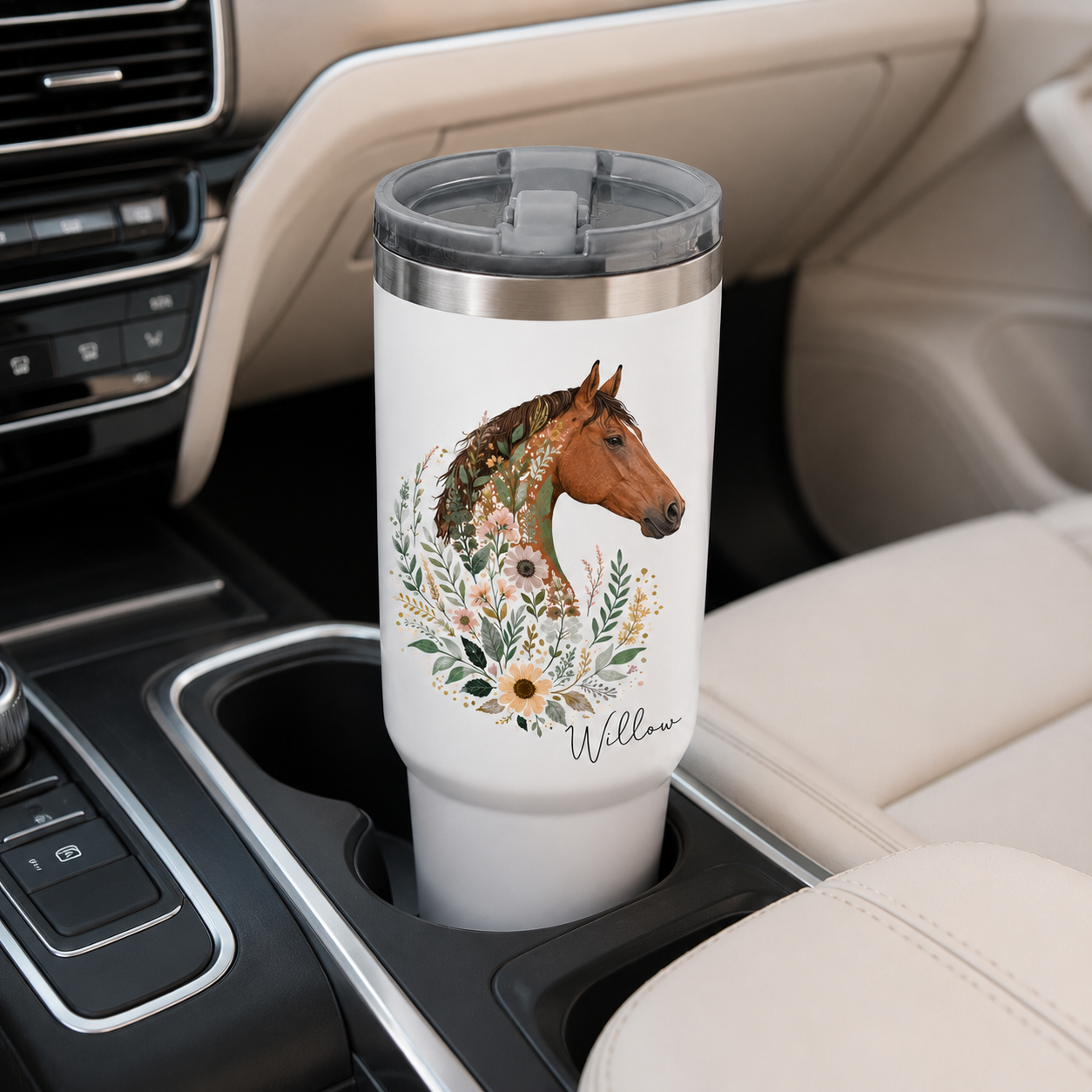 Custom Photo Flower Horse 30oz Tumbler | Gift For Horse Lovers | Pet Lover Gifts TOM99